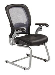SPACE Seating Air Grid Back with Leather Seat Visitors Chair, Black