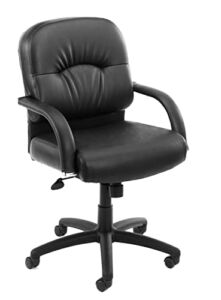 Boss Office Products Mid Back Caressoft Chair in Black
