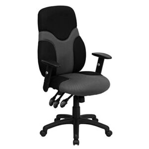 Flash Furniture High Back Ergonomic Black and Gray Mesh Swivel Task Office Chair with Adjustable Arms