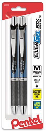 Pentel EnerGel Deluxe RTX Retractable Liquid Gel Pen, 0.7mm, Needle Tip, Black Ink, 2 pack (BLN77BP2A) | The Storepaperoomates Retail Market - Fast Affordable Shopping