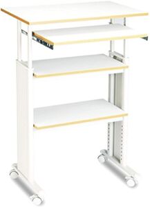 Safco Products 1929CY Muv Mobile Stand-Up Height-Adjustable Desk, Wheeled Base, Extending Keyboard Platform, Storage Shelves, Durable Construction