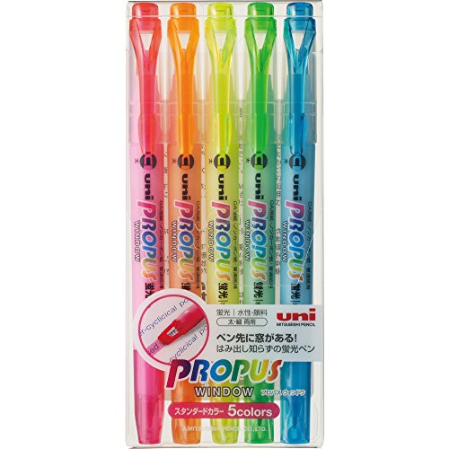 uni Propus Window Double-Sided Highlighter Pen with 4.0 mm/0.6 mm Twin Tip, 5 Color Set (PUS102T5C) | The Storepaperoomates Retail Market - Fast Affordable Shopping