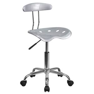 Flash Furniture Vibrant Silver and Chrome Swivel Task Office Chair with Tractor Seat