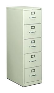 HON 5 Drawer Filing Cabinet – 310 Series Full-Suspension Legal File Cabinet, 26-1/2-Inch Drawers, Light Gray (H315C)