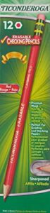 Ticonderoga Erasable Checking Pencils with Eraser, Pre-sharpened, Red, 12-Pack (14259)