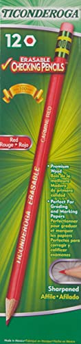 Ticonderoga Erasable Checking Pencils with Eraser, Pre-sharpened, Red, 12-Pack (14259) | The Storepaperoomates Retail Market - Fast Affordable Shopping