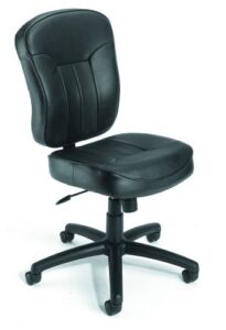 Boss Office Products Leather Task Chair with Loop Arms in Black