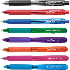 Pentel WOW! Colors Retractable Ballpoint Pens, Medium Line, Assorted Ink Colors, 8 Pack (BK440BP8M)