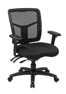 Office Star ProGrid Breathable Mesh Back Manager’s Office Chair with 2-Way Adjustable Arms and Dual Function Control, Coal FreeFlex Fabric