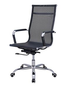 Hodedah Import Mesh Mid Back Office Chair, Black