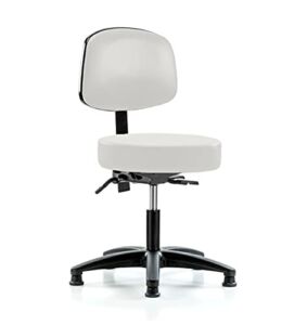 Perch Walter Stationary Height Adjustable Doctor’s Stool with Back | Desk Height | 300-Pound Weight Capacity | 12 Year Warranty (Adobe White Vinyl)