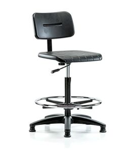 Perch Industrial Work Chair with Footring and Stationary Caps, Counter Height