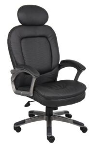 Boss Office Products Executive High Back Pillow Top Chair with Headrest in Black