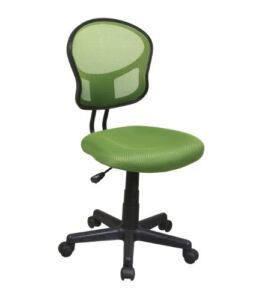 OSP Home Furnishings EM Series Mesh Back Armless Task Chair with Padded Fabric Seat and 360 Degree Swivel, Green