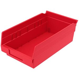 Akro-Mils 30130 Plastic Nesting Shelf Bin Box, (12-Inch x 6-1/2-Inch x 4-Inch), Red, (12-Pack)