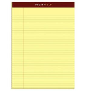 TOPS Docket Gold Writing Pads, 8-1/2″ x 11-3/4″, Narrow Rule, Canary Paper, 50 Sheets, 6 Pack (63941)