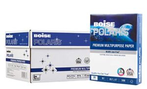 BOISE POLARIS Premium Multipurpose Copy Paper, 8.5″ x 11″ Letter, 97 Bright White, 20 lb., 10 Ream Carton (5,000 Sheets)