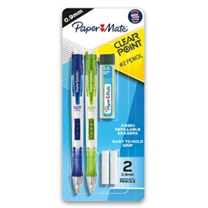 Paper Mate 1759214 Clearpoint Mechanical Pencils and Lead Refills, 0.9 mm #2 Pencil | Pencils for School Supplies, 2 Pack