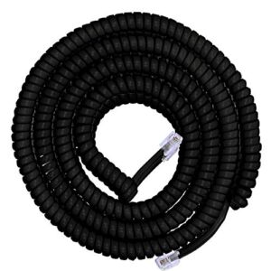 Power Gear Coiled Telephone Cord, 4 Feet Coiled, 25 Feet Uncoiled, Phone Cord works with All Corded Landline Phones, For Use in Home or Office, Black, 76139