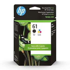 Original HP 61 Black/Tri-color Ink (2 Count – pack) | Works with DeskJet 1000, 1010, 1050, 1510, 2050, 2510, 2540, 3000, 3050, 3510; ENVY 4500, 5530; OfficeJet 2620, 4630 | Eligible for Instant Ink | CR259FN