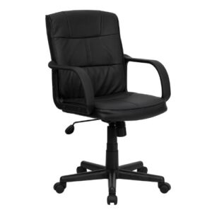 Flash Furniture Mid-Back Black LeatherSoft Swivel Task Office Chair with Arms