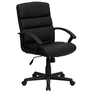 Flash Furniture Mid-Back Black LeatherSoft Swivel Task Office Chair with Arms