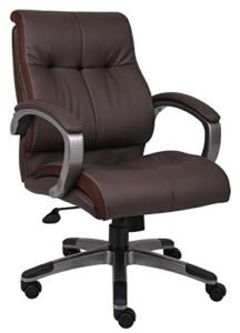 Boss Office Products Double Plush Mid Back Executive Chair in Brown