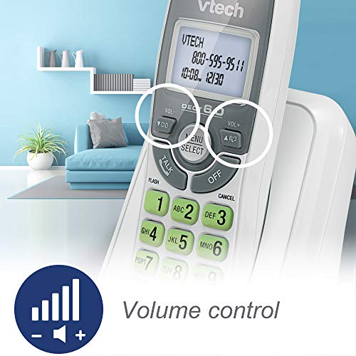 VTech CS6114 DECT 6.0 Cordless Phone with Caller ID/Call Waiting, White/Grey with 1 Handset, 3.50 x 3.50 x 7.00 Inches | The Storepaperoomates Retail Market - Fast Affordable Shopping