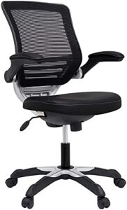 Modway Edge Mesh Back and White Vinyl Seat Office Chair With Flip-Up Arms – Computer Desks in Black