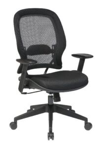 SPACE Seating Professional AirGrid Back and Mesh Seat, 2-to-1 Synchro, Adjustable Arms and Tilt Tension Task Chair, Dark Grey