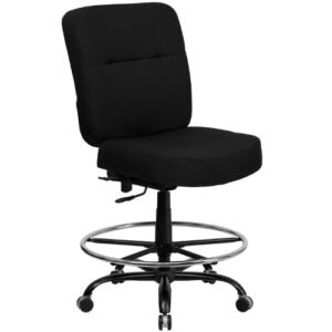 Flash Furniture HERCULES Series Big & Tall 400 lb. Rated Black Fabric Rectangular Back Ergonomic Draft Chair with Adjustable Arms