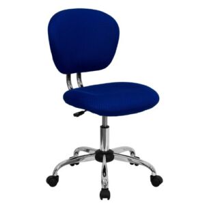 Flash Furniture Mid-Back Blue Mesh Padded Swivel Task Office Chair with Chrome Base