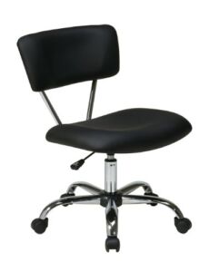 OSP Home Furnishings Vista Office Task Chair with Pneumatic Height Adjustment and Full Swivel, Black Vinyl
