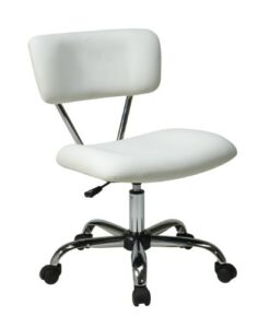 OSP Home Furnishings Vista Office Task Chair with Pneumatic Height Adjustment and Full Swivel, White Vinyl
