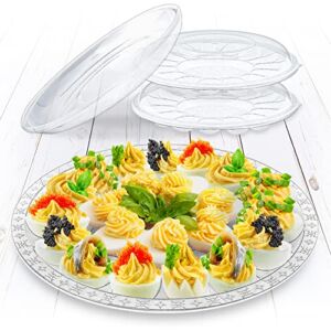 Shop Square Pack of 2 Deviled Egg Containers with Lid – 12-inch Round Serving Plate with 15 Egg Slots – Disposable Plastic Egg Holder, Platter for Fruits, Veggie, Finger Food – Stackable, Easy Storage