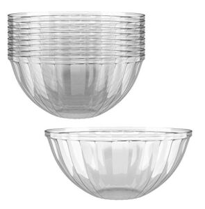 Clear Plastic Serving Bowls for Parties | 48 Oz. 12 Pack | Round Disposable Serving Bowls | Clear Chip Bowls | Party Snack Bowls | Plastic Candy Dish | Salad Serving Containers | Large Candy Bowls