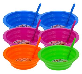 Arrow Home Products Sip-A-Bowl Set, 22oz, 6pk – BPA Free Straw Bowls for Kids To Sip Up Every Drop Without the Mess -Made in the USA, Great for Cereal, Ice Cream, Soup, Milk-Blue, Pink, Green, Orange | The Storepaperoomates Retail Market - Fast Affordable Shopping