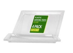 PARTY BARGAINS 16″ x 11″ Plastic Serving Trays – (4 Pack) Disposable Clear Plastic Trays, Excellent for Weddings, Buffets, Birthday Parties