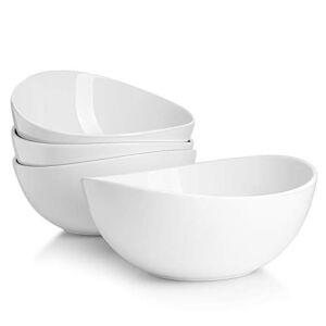 Sweese 104.401 Porcelain Bowls – 42 Ounce for Salad, Fruits and Popcorn – Set of 4, White