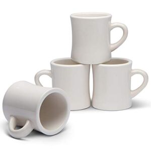 Serami Classic Cream White Diner Mugs for Coffee with 11oz Capacity, Set of 4