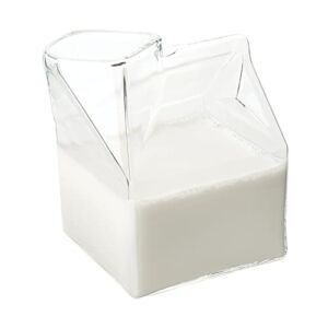 Glass Milk Carton, Kawaii Aesthetic Clear Cup, Cute Mini Creamer Container – Small Gift Choice