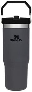 Stanley IceFlow Stainless Steel Tumbler with Straw, Vacuum Insulated Water Bottle for Home, Office or Car, Reusable Cup with Straw Leakproof Flip (Charcoal)