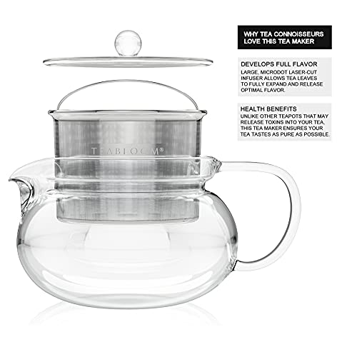 Teabloom Kyoto 2-in-1 Tea Kettle and Tea Maker – Glass Teapot with Removable Loose Tea Infuser – Tea Connoisseur’s Choice | The Storepaperoomates Retail Market - Fast Affordable Shopping