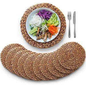 BLUEWEST Woven Placemats (Set of 10), 13″ Round Placemats, Rattan Placemats, Wicker Water Hyacinth Placemats, Braided Placemats Set Heat Resistant/Anti-Slip/Durable for Dinner Plate, Dining Table