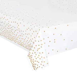 hapray 4 Pack Plastic Tablecloths for Rectangle Tables, Waterproof Disposable Party Table Cloths with Gold Dot, Rectangular Table Covers for Decorations, Baby Shower, Birthday, Wedding, 54” x 108”