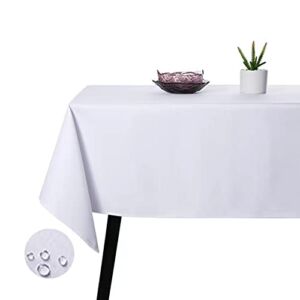 RUIBAO HOME White Tablecloth for Rectangle Tables, 52×70 Inch Waterproof Washable Polyester Table Cloth for Dining, Kitchen and Wedding（52 x 70 in， Titanium White）