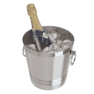 OGGI Stainless Steel Champagne Bucket – Large Ice Bucket with Elegant & Classic Handles – Great for Home Bar, Chilling Champagne and Sparkling Wine – 4.25 qt / 4 lt
