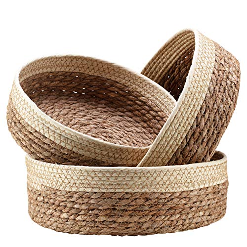 Round Rattan Baskets Set for Organizing Wicker Storage Basket for Fruit, Bread Serving Basket Decorative Gift Baskets Empty, Countertop Baskets for Pantry and Bathroom | The Storepaperoomates Retail Market - Fast Affordable Shopping