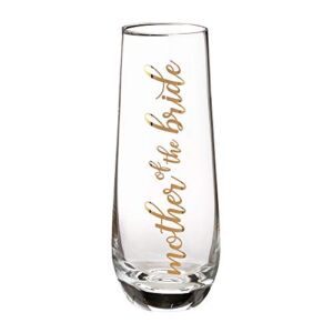 Lillian Rose Mother of Bride Stemless Champagne Wedding Toasting Glass, 1 Count (Pack of 1), Clear
