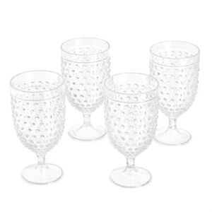 Amazon Basics Tritan Hobnail Texture Footed Iced Tea Glasses – 17-Ounce,Plastic, Set of 4